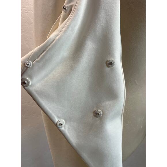 Donna Karan White Draped Collar Asymmetrical Jacket Blazer Women’s Small - Picture 9 of 10